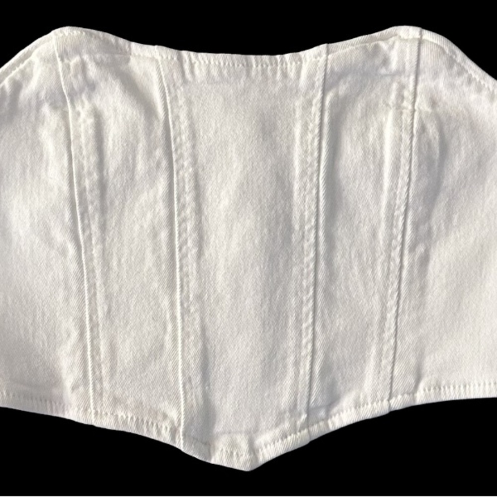 White Denim Strapless Bustier Tube Top Size Small